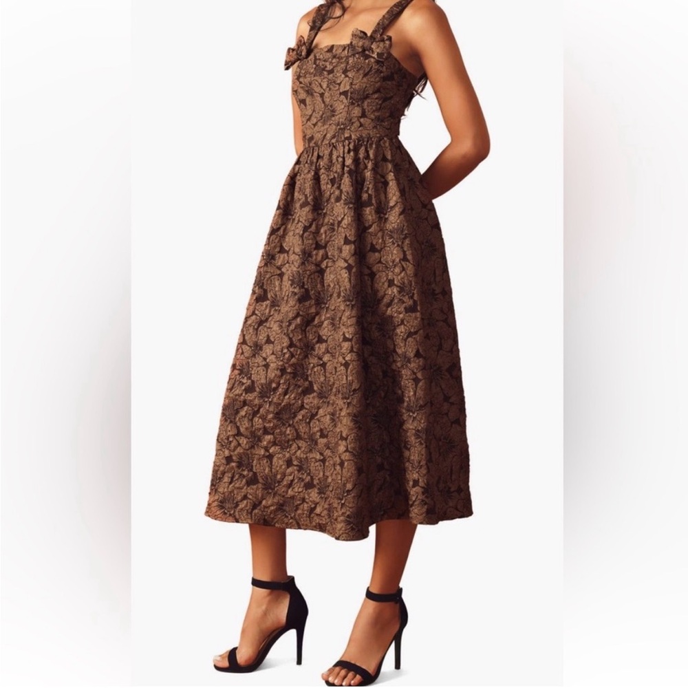 Elegant Brown Floral Dress